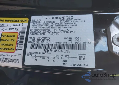 2018 Ford Fusion Hybrid S from USA, damaged, VIN 3FA6P0UU5JR170705